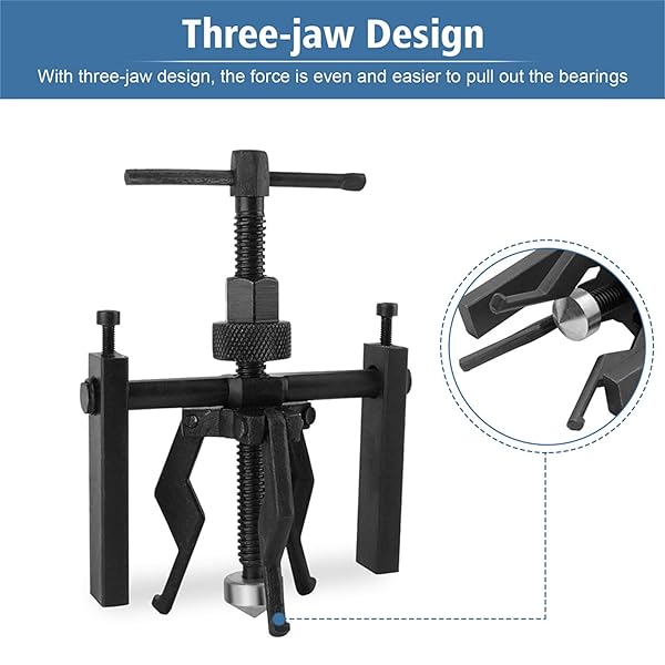 Zerone 3 Jaw Inner Bearing Puller Adjustable Range Gear Extractor Heavy Duty Automotive Tool Kit for Motorcycle Car Auto - View 4 of 9