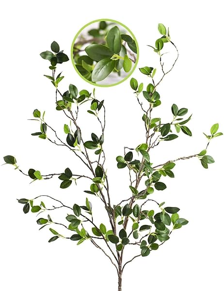 HWL 43.3 Inch Artificial Green Plant Branches - Perfect for Home, Office & Garden Decor (Set of 2)