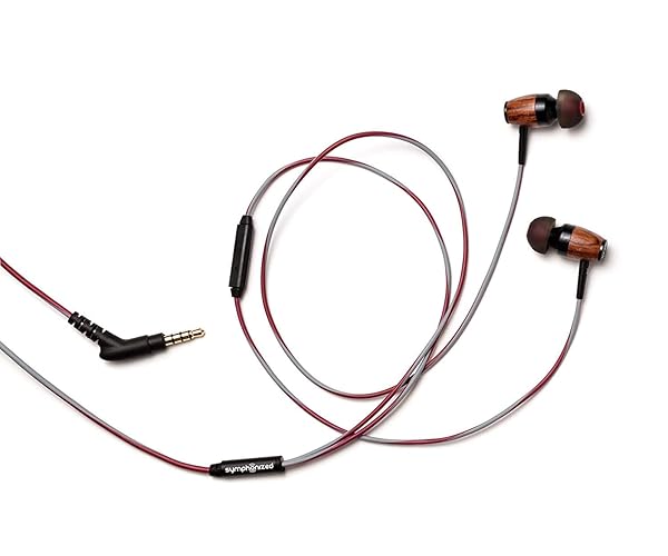 Symphonized Symphonized DRM Genuine Wood In-Ear Noise Isolating Headphones with Microphone Red Gray - View 6 of 7