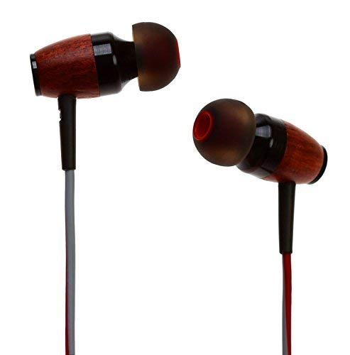 Symphonized Symphonized DRM Genuine Wood In-Ear Noise Isolating Headphones with Microphone Red Gray