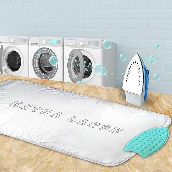 YQMAJIM Extra Large Ironing Mat (47.25x21.55) - Portable, Double-Sided Heat Pad for Easy Ironing & Perfect Ironing Board Replacement