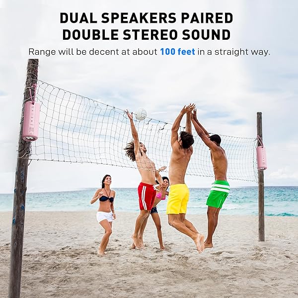 MIATONE MIATONE Pink Boombox Outdoor Portable Bluetooth Speaker Waterproof Wireless Gift for Women Moms and Wives - View 5 of 7