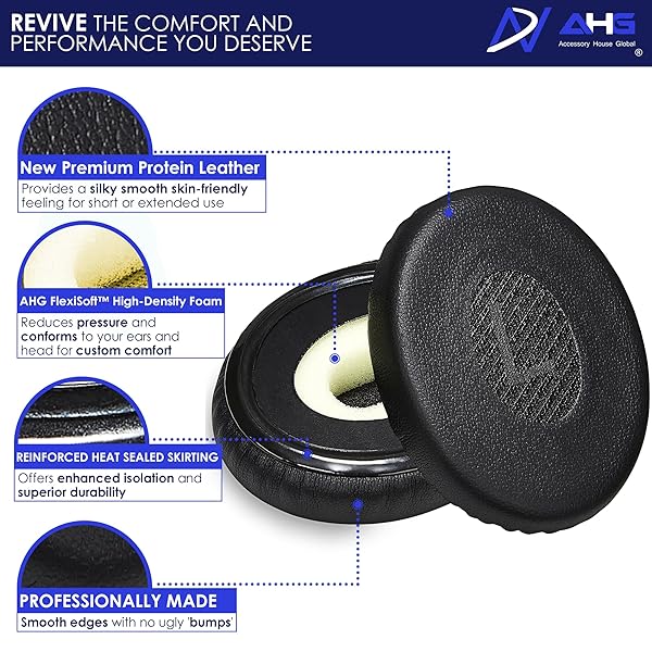 AHG Accessory House Global Premium Replacement Ear Pads Cushions for Bose SoundLink On-Ear Headphones OE2 and SoundTrue Triple Black - View 3 of 8