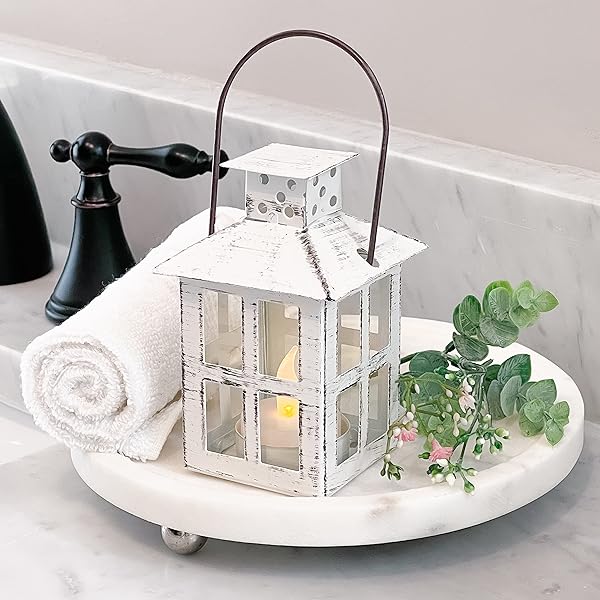Kate Aspen "Kate Aspen Rustic Farmhouse White Candle Holder - 5" Decorative Lantern for Weddings & Home Centerpieces"