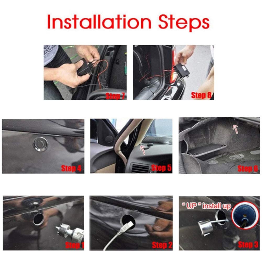 Fydun Universal Car Reverse Backup Parking Sensor System with 8 Sensors and LED Monitor for Safe Parking Detection 12V DC - View 6 of 9