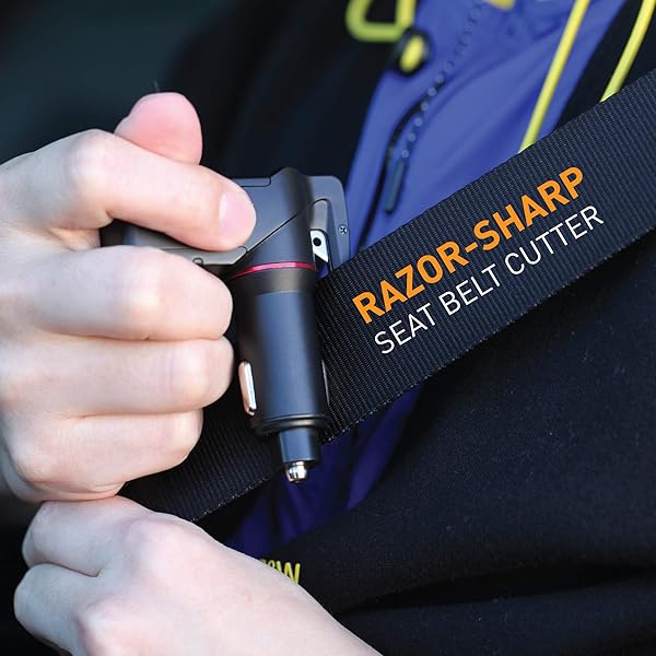 Ztylus The Punisher Stinger USB Car Charger Emergency Escape Tool with Window Breaker Seat Belt Cutter and Dual USB Ports Max 2.4A Red Design - View 4 of 6