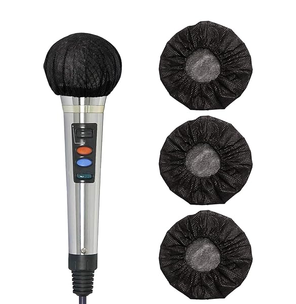 ONLYKXY ONLYKXY Disposable Antimicrobial Microphone Cap Pads Universal Small Mic Covers 100 PCS for Recording Room KTV Black - View 3 of 5