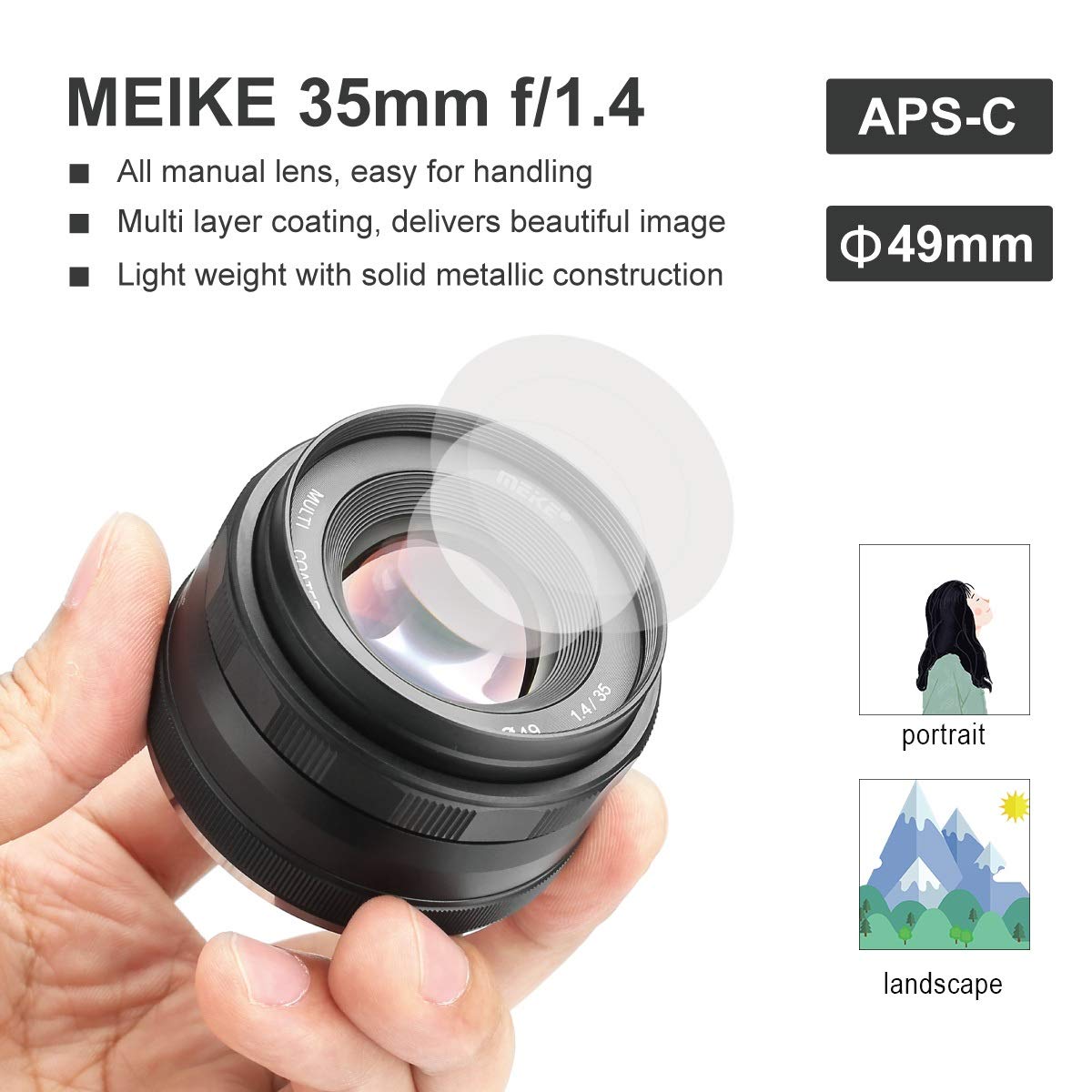 Meike MEIKE MK-35mm F/1.4 Lens for Olympus & Panasonic M4/3 Cameras - Manual Focus, Large Aperture - View 5 of 7