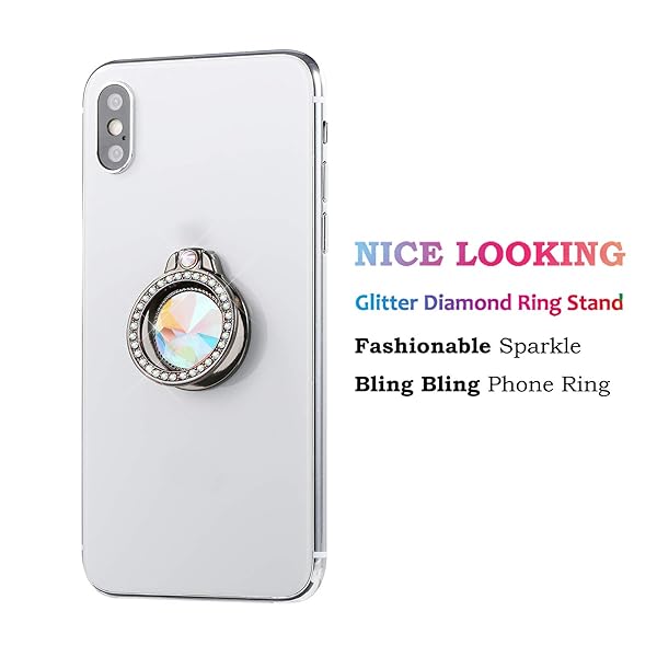 lenoup Lenoup Glitter Phone Ring Holder - Sparkling Rhinestone Kickstand for All Phones - Stylish Grip for Women (Black) - View 3 of 7