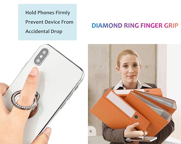 lenoup Lenoup Glitter Phone Ring Holder - Sparkling Rhinestone Kickstand for All Phones - Stylish Grip for Women (Black) - View 7 of 7