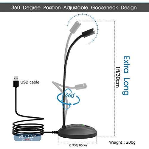 JOUNIVO JOUNIVO USB Microphone, 360 Degree Adjustable Gooseneck Design, Mute Button & LED Indicator, Noise-Canceling Technology, Plug & Play, Compatible with Windows & MacOS - View 3 of 7