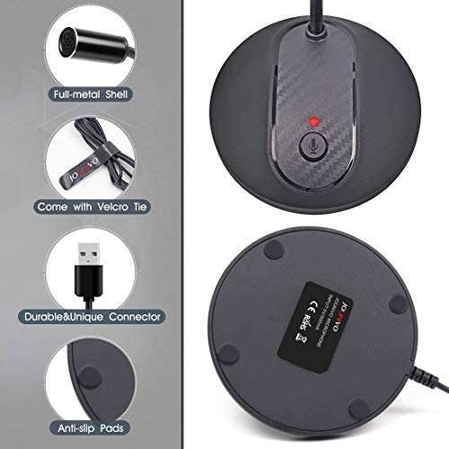 JOUNIVO JOUNIVO USB Microphone, 360 Degree Adjustable Gooseneck Design, Mute Button & LED Indicator, Noise-Canceling Technology, Plug & Play, Compatible with Windows & MacOS - View 4 of 7