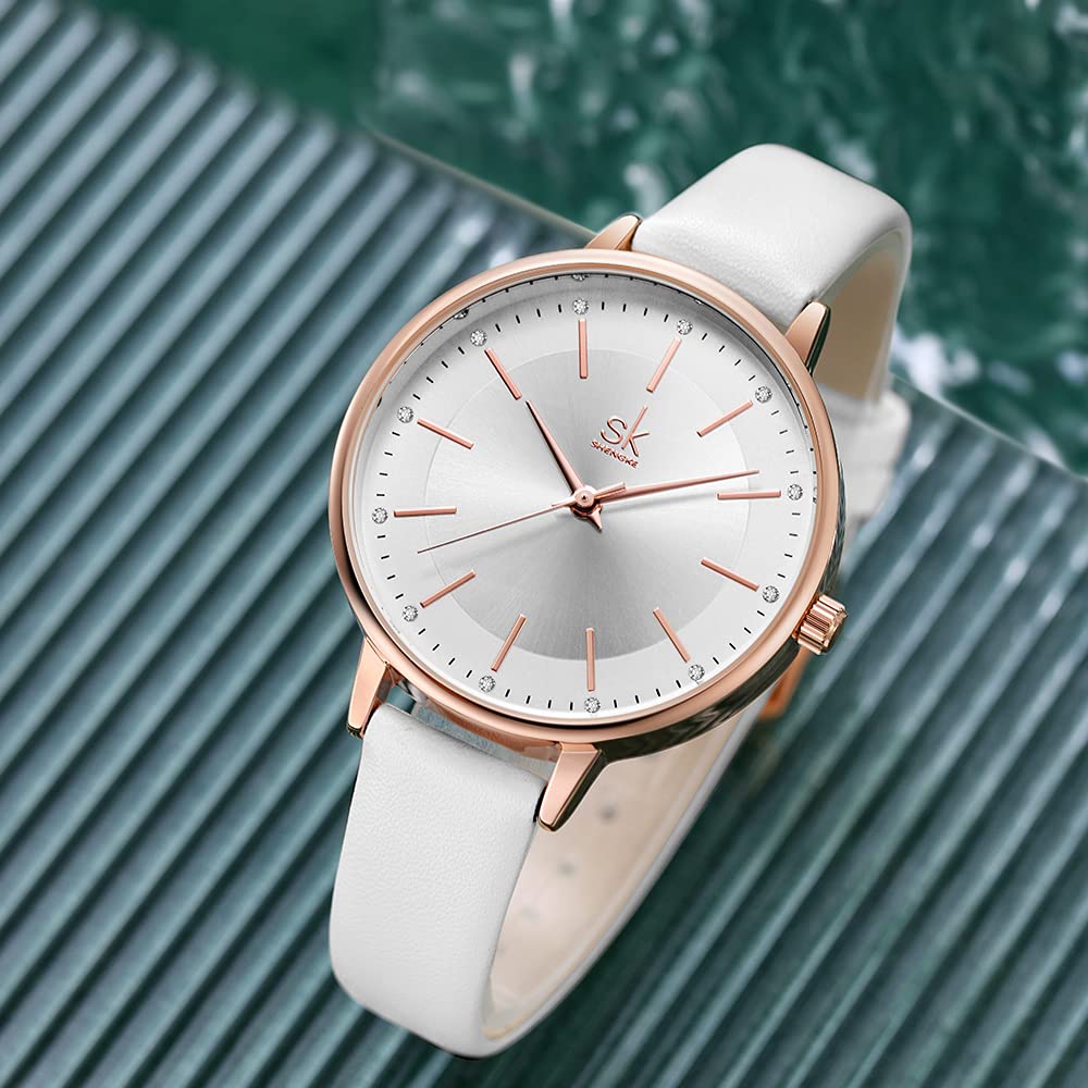 SHENGKE SHENGKE Luxury Quartz Women Watches with Leather Band Stylish Ladies Wristwatch for Everyday Elegance - View 4 of 6