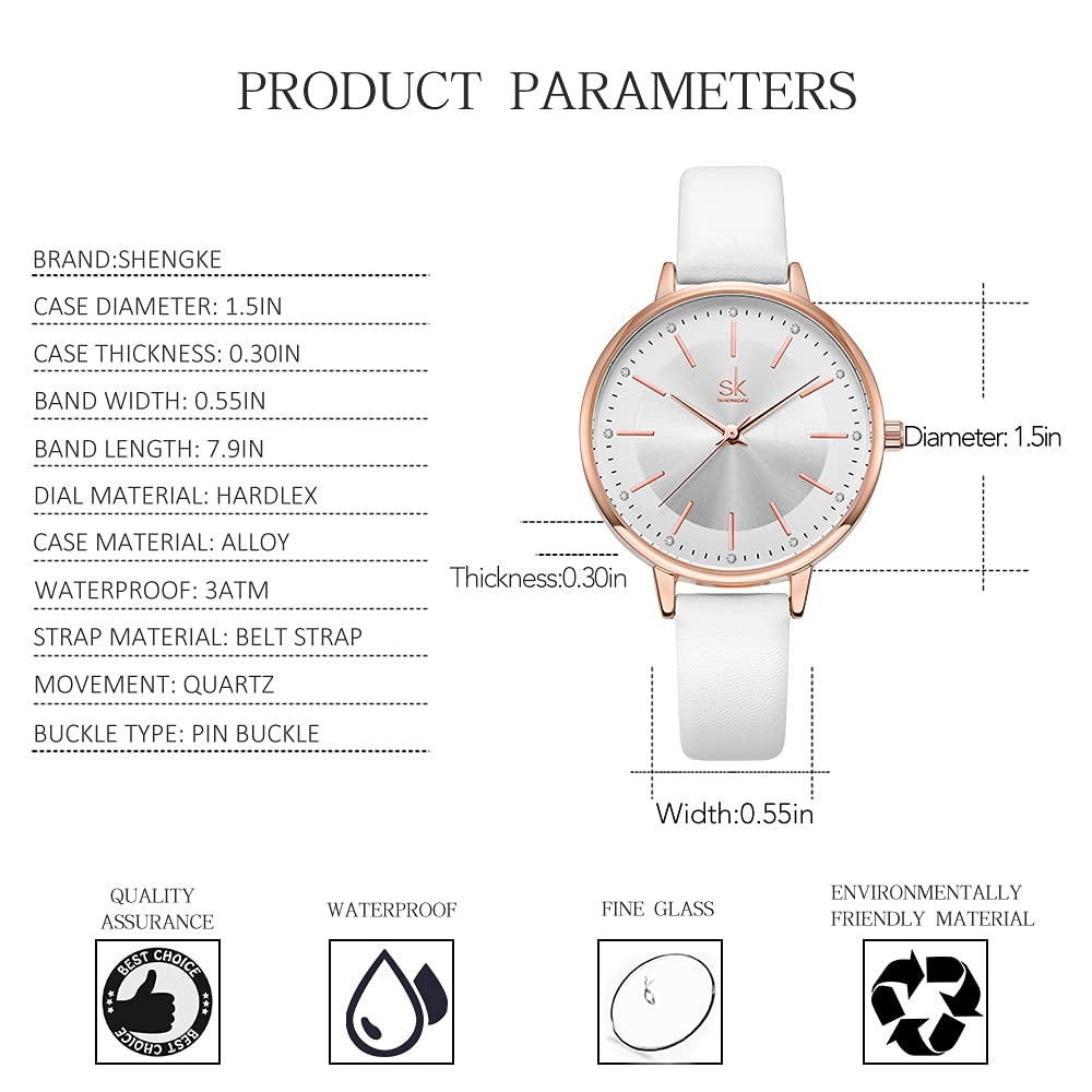 SHENGKE SHENGKE Luxury Quartz Women Watches with Leather Band Stylish Ladies Wristwatch for Everyday Elegance - View 5 of 6