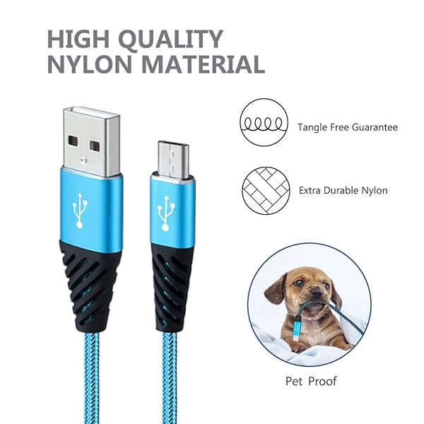 Bynccea High Speed Micro USB Cable 3 Pack 1FT Fast Charging Nylon Braided Short Cord Compatible with Android Devices Samsung LG HTC Xbox PS4 - View 4 of 8