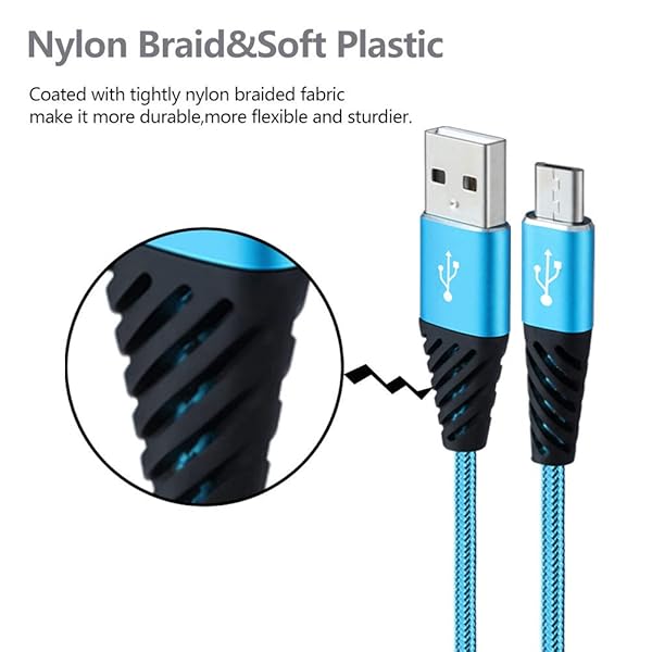 Bynccea High Speed Micro USB Cable 3 Pack 1FT Fast Charging Nylon Braided Short Cord Compatible with Android Devices Samsung LG HTC Xbox PS4 - View 5 of 8