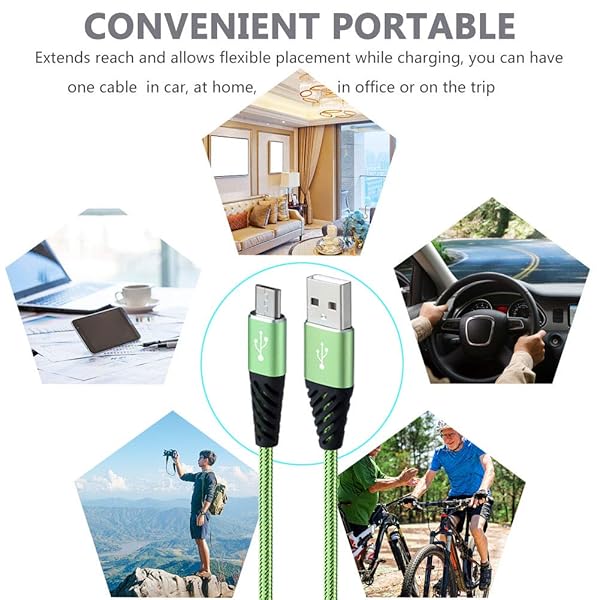 Bynccea High Speed Micro USB Cable 3 Pack 1FT Fast Charging Nylon Braided Short Cord Compatible with Android Devices Samsung LG HTC Xbox PS4 - View 8 of 8