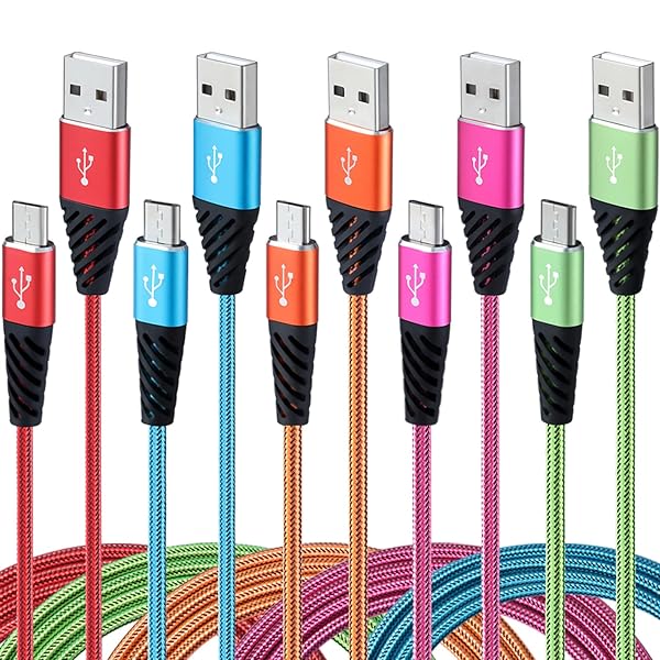Bynccea High Speed Micro USB Cable 3 Pack 1FT Fast Charging Nylon Braided Short Cord Compatible with Android Devices Samsung LG HTC Xbox PS4 - View 2 of 8