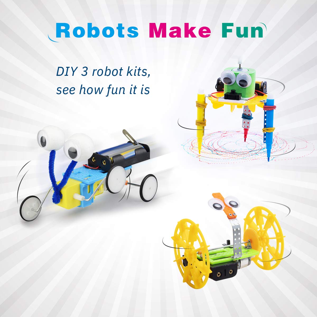 Giggleway Electric Motor Robotic Science Kits for Kids DIY STEM Toys Building Experiment Kits for Boys and Girls Doodling Balance Car Reptile Robot - View 3 of 7