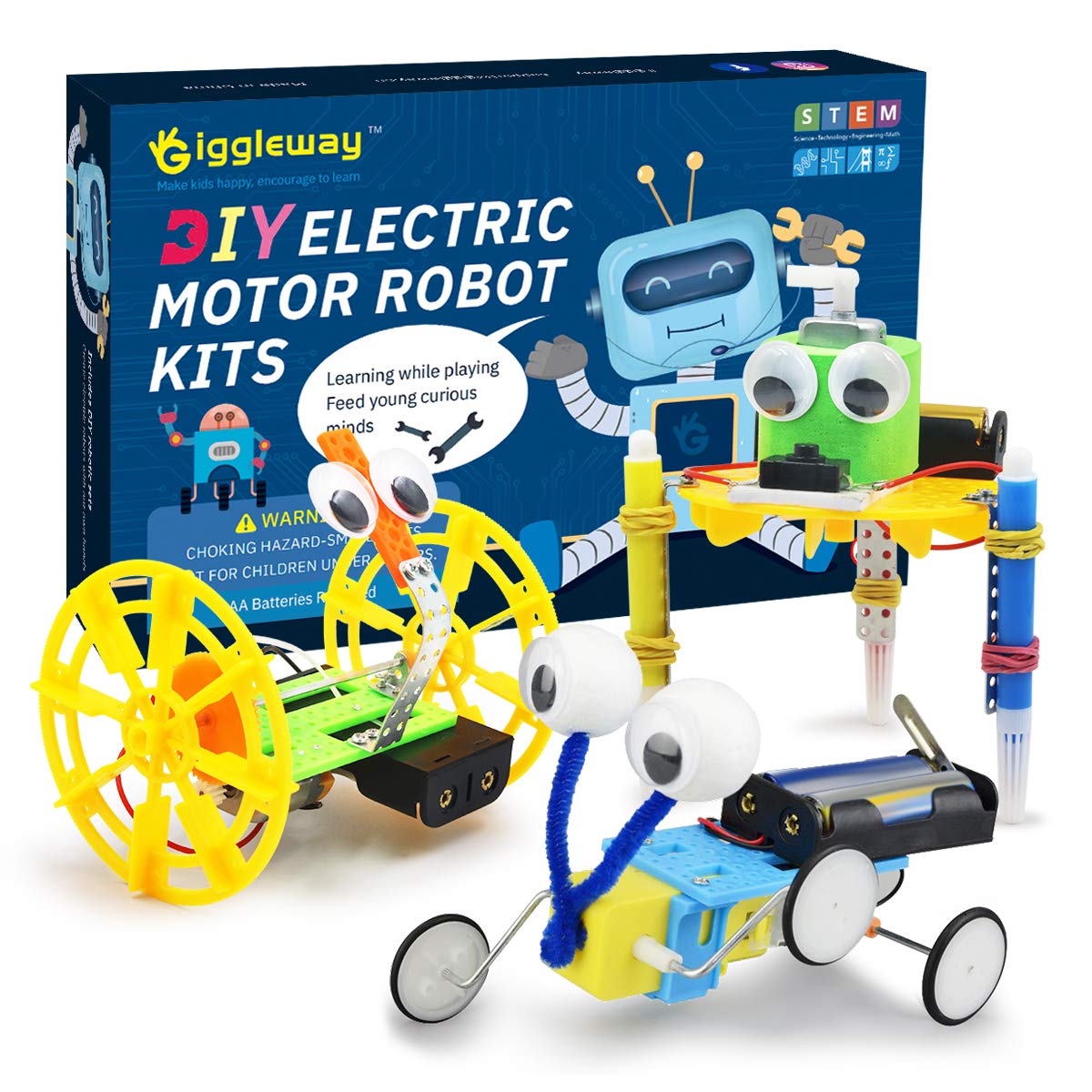 Giggleway Electric Motor Robotic Science Kits for Kids DIY STEM Toys Building Experiment Kits for Boys and Girls Doodling Balance Car Reptile Robot