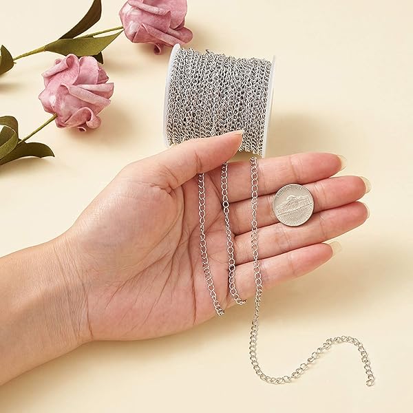 PH PandaHall Pandahall 82 Feet Soldered 304 Stainless Steel Curb Chains for Jewelry Making 4x3x0.6mm Color Plated - View 3 of 7