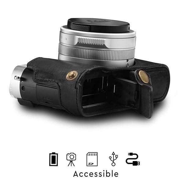 MegaGear MegaGear MG1603 Leather Camera Half Case for Leica D-Lux 7 - Durable & Stylish Protection in Black - View 6 of 9