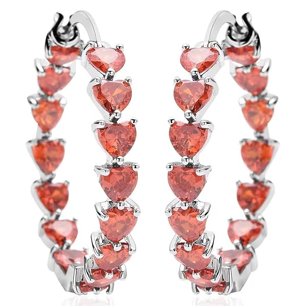 SHOP LC DELIVERING JOY Heart Cubic Zirconia Orange Earrings for Women Trendy Vintage Crystal Hoop Jewelry Birthday Gifts