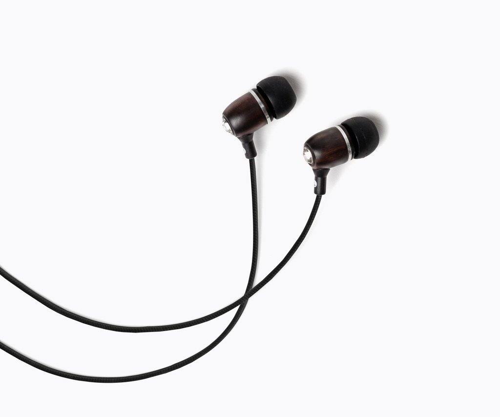 Symphonized Symphonized Bling Premium Wood In-Ear Noise Isolating Headphones with Mic and Nylon Cable Black - View 4 of 7
