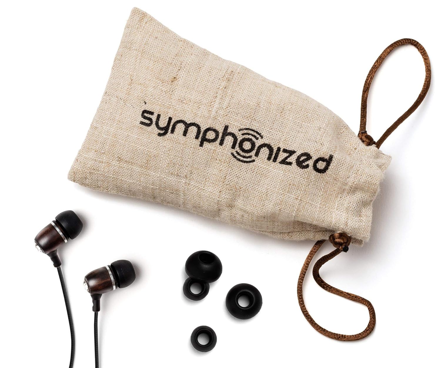 Symphonized Symphonized Bling Premium Wood In-Ear Noise Isolating Headphones with Mic and Nylon Cable Black - View 6 of 7