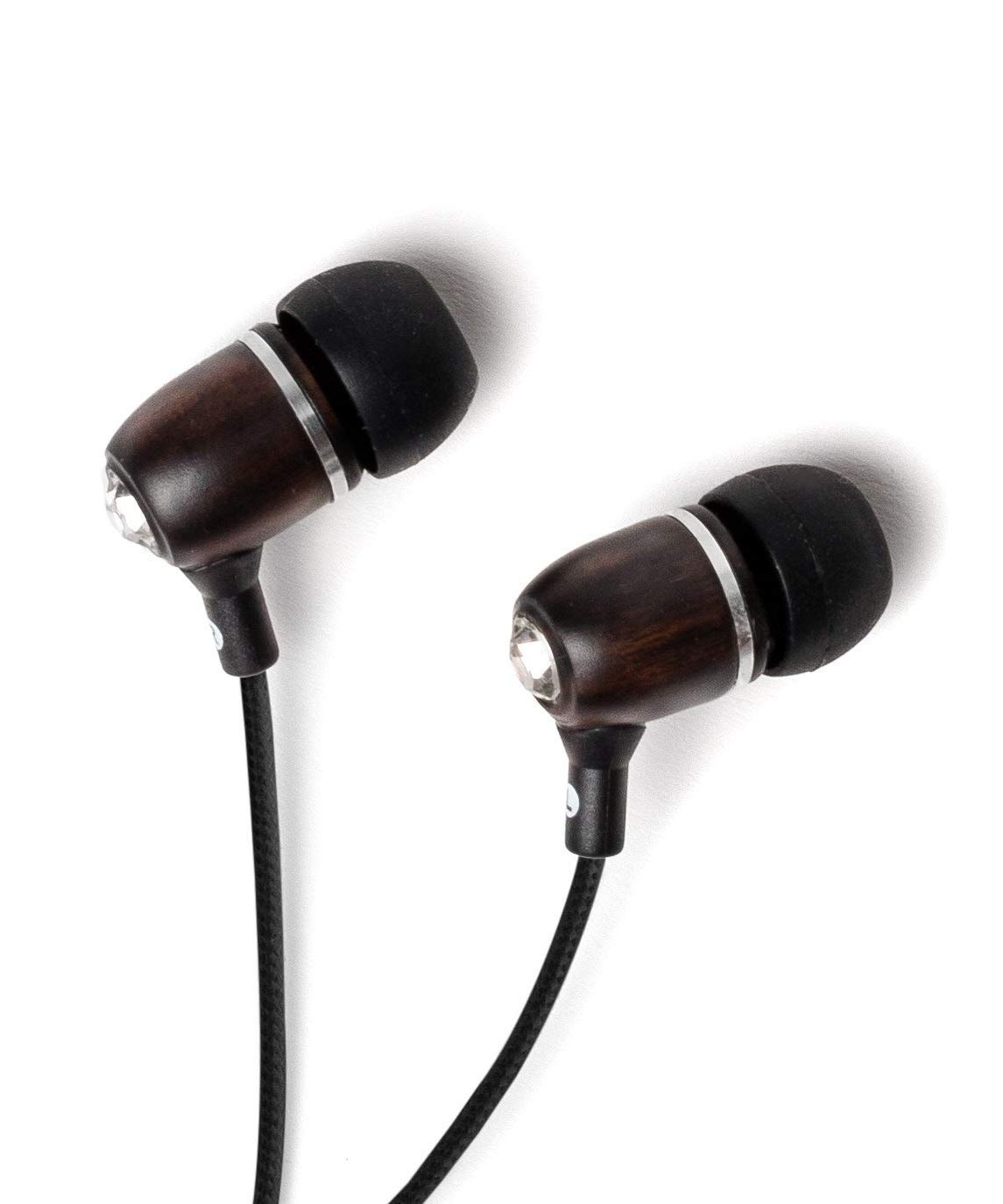 Symphonized Symphonized Bling Premium Wood In-Ear Noise Isolating Headphones with Mic and Nylon Cable Black