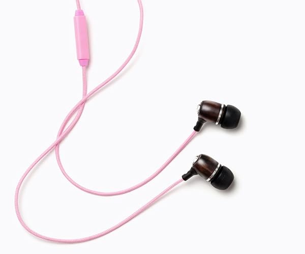 Symphonized Symphonized Bling Pink Genuine Wood Noise-Isolating In-Ear Headphones with Mic and Nylon Cable - View 5 of 7