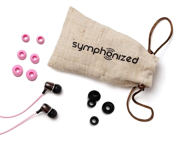 Symphonized Symphonized Bling Pink Genuine Wood Noise-Isolating In-Ear Headphones with Mic and Nylon Cable - View 7 of 7