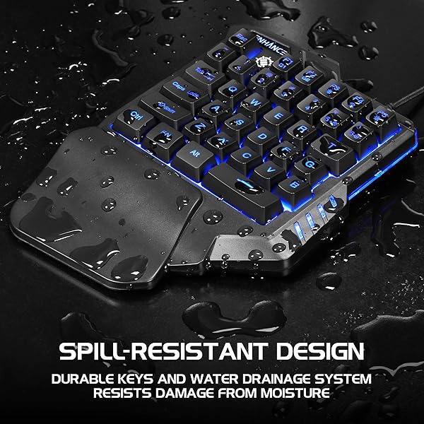 ENHANCE ENHANCE One-Handed Gaming Keypad: 7-Color LED, Programmable Keys & Ergonomic Design for FPS Games - View 6 of 10