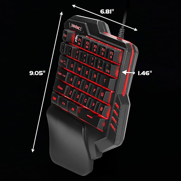 ENHANCE ENHANCE One-Handed Gaming Keypad: 7-Color LED, Programmable Keys & Ergonomic Design for FPS Games - View 10 of 10