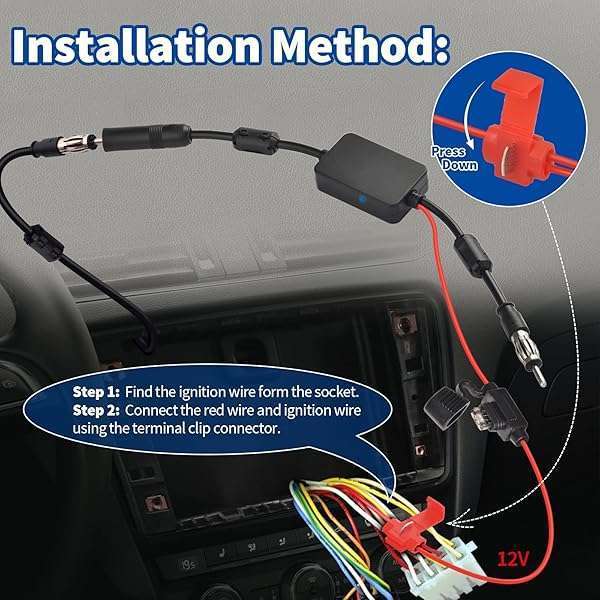 BINGFU Boost Your Car Radio Signal: Bingfu Universal FM Antenna Amplifier with 12V Power Supply for Trucks & SUVs - View 2 of 9