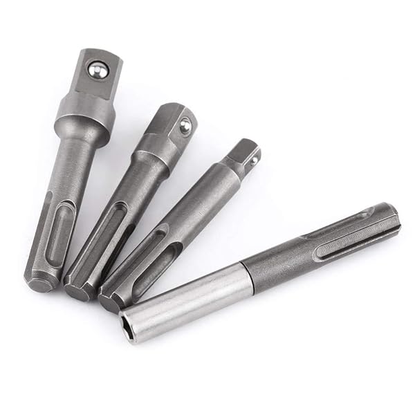 Acogedor "4Pcs SDS Plus Socket Adapter Set - Convert SDS to 1/4", 3/8", 1/2" Hex for Drills | Durable Drill Bit Extensions"