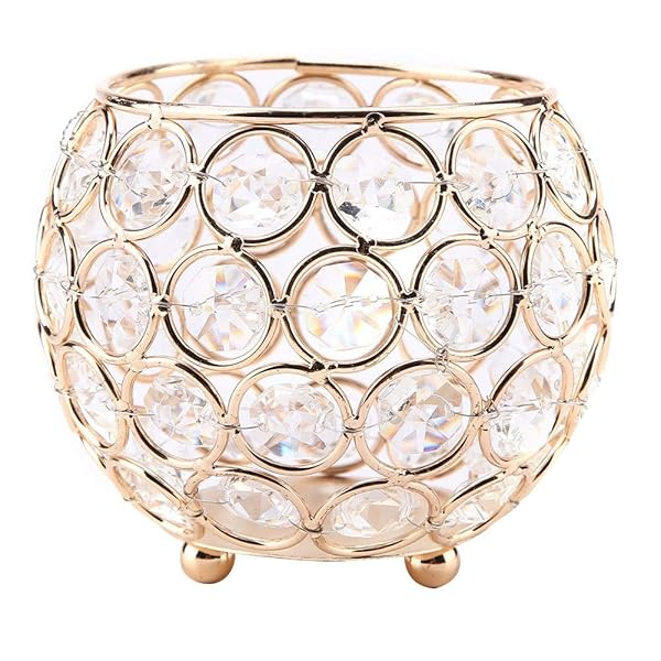 Elegant Golden Crystal Candle Holders for Weddings & Home Decor - Perfect Tealight Lanterns & Gifts
