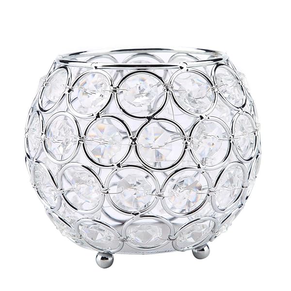 Elegant Silver Crystal Candle Holders for Weddings & Home Decor - 10x10x9cm Votive Tealight Holders