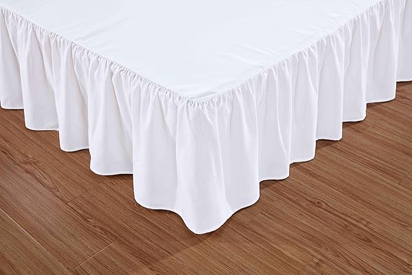 Sheets & Beyond Wrap Around Solid Microfiber Luxury Bed Skirt 14 Inch Drop Twin White Hotel Quality Bedding - View 3 of 4