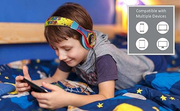 eKids Ryans World Kids Headphones: Adjustable, Tangle-Free, Volume Control & Foldable for School & Travel - View 5 of 11