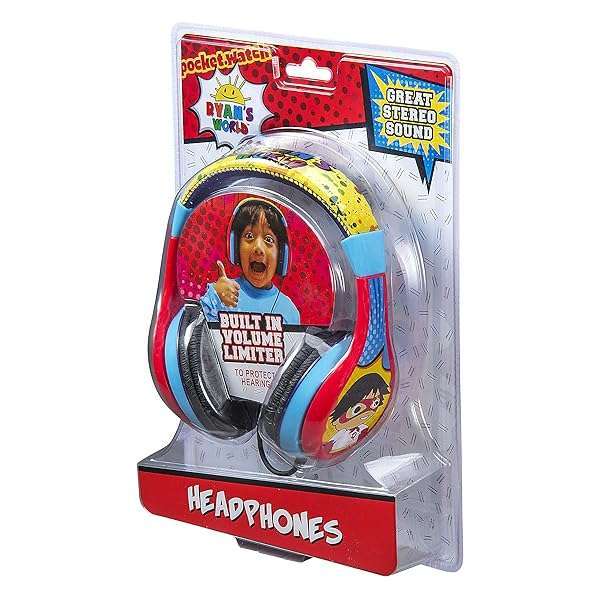 eKids Ryans World Kids Headphones: Adjustable, Tangle-Free, Volume Control & Foldable for School & Travel - View 10 of 11