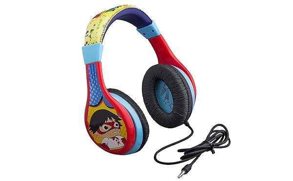 eKids Ryans World Kids Headphones: Adjustable, Tangle-Free, Volume Control & Foldable for School & Travel - View 2 of 11