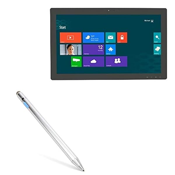 BoxWave Stylus Pen for Planar Helium PCT2785 27 Inch AccuPoint Active Stylus with Ultra Fine Tip Metallic Silver