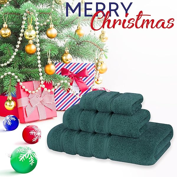 American Soft Linen American Soft Linen 3-Piece Teal Towel Set: 100% Cotton Bath, Hand & Washcloth for Luxurious Bathroom Comfort - View 3 of 10