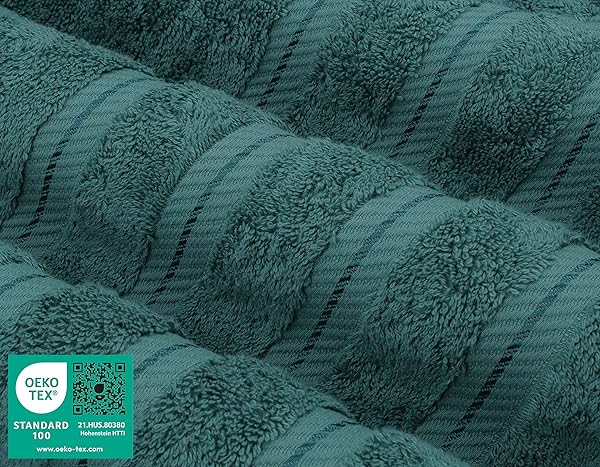 American Soft Linen American Soft Linen 3-Piece Teal Towel Set: 100% Cotton Bath, Hand & Washcloth for Luxurious Bathroom Comfort - View 5 of 10