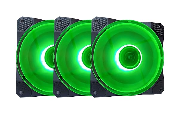 Apevia APEVIA CO312L-GN Cosmos 120mm Green LED Ultra Silent Case Fan 16 LEDs Anti-Vibration Rubber Pads 3 Pack