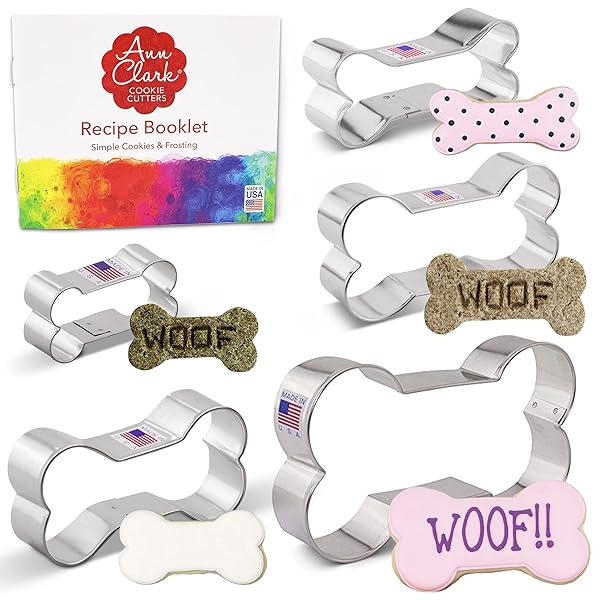 Ann Clark Cookie Cutters Ann Clark 5-Pc Dog Bone & Biscuit Cookie Cutters Set - Made in USA, Perfect for Treats!