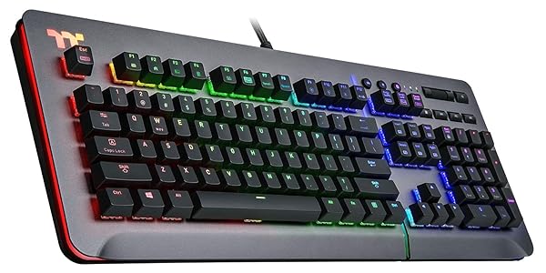 Thermaltake Level 20 RGB Titanium Gaming Keyboard: Cherry MX Silver, 16.8M Colors, Alexa & Razer Chroma Compatible