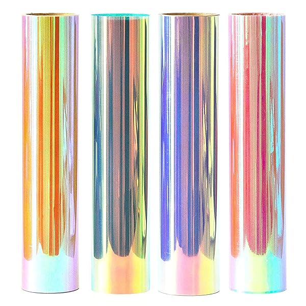 Stardustworkx Stardustworkx Holographic Glitter Opal Iron on Vinyl Heat Transfer Sheets for Cricut Silhouette 12 x 10 Bling Bundle 4 Chameleon Iridescent