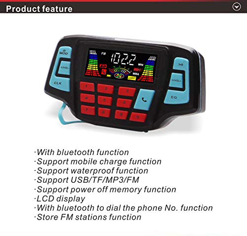 XYC XYC 3 Inch Motorcycle Weatherproof Bluetooth Speaker MP3 Music Player Audio System for ATV UTV USB Micro SD FM Radio Black - View 2 of 5